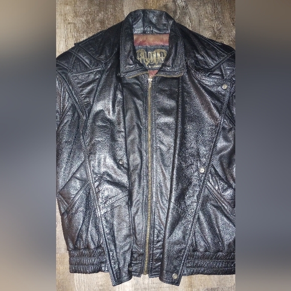 Fluid Internationale Black Leather Bomber Jacket, Size M - Picture 4 of 8